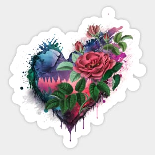 Hot Pink Floral Heart Sticker